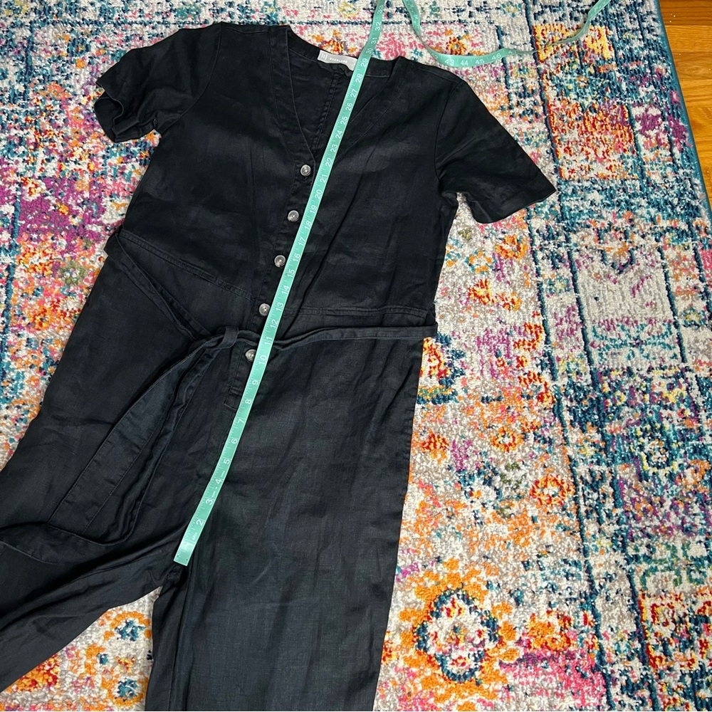 EVERLANE Women's The 100% Linen Short-Sleeve‎ Jumpsuit Size 0 Black - Picture 14 of 14
